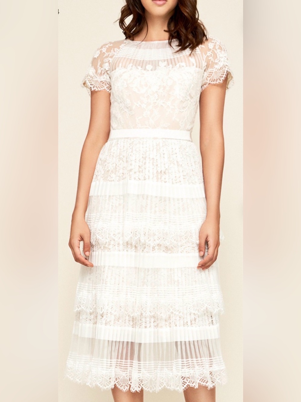 Tadashi Shoji Nixie Tea Length Lace Dress